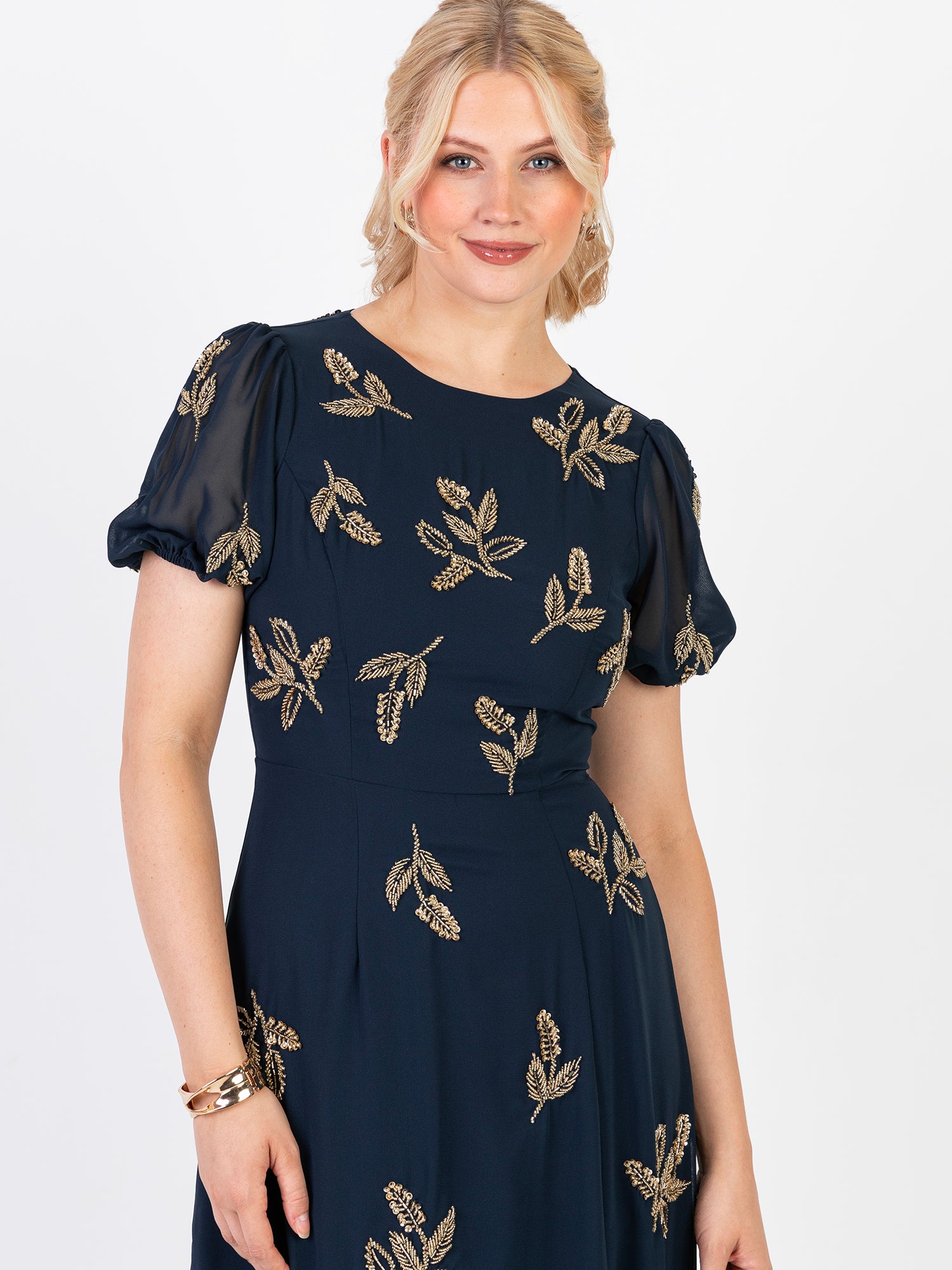 maya embellished short sleeve maxi dress Sage Green Floral Embellished Shirred Waist Short Sleeve Maxi Dress | Maya Deluxe