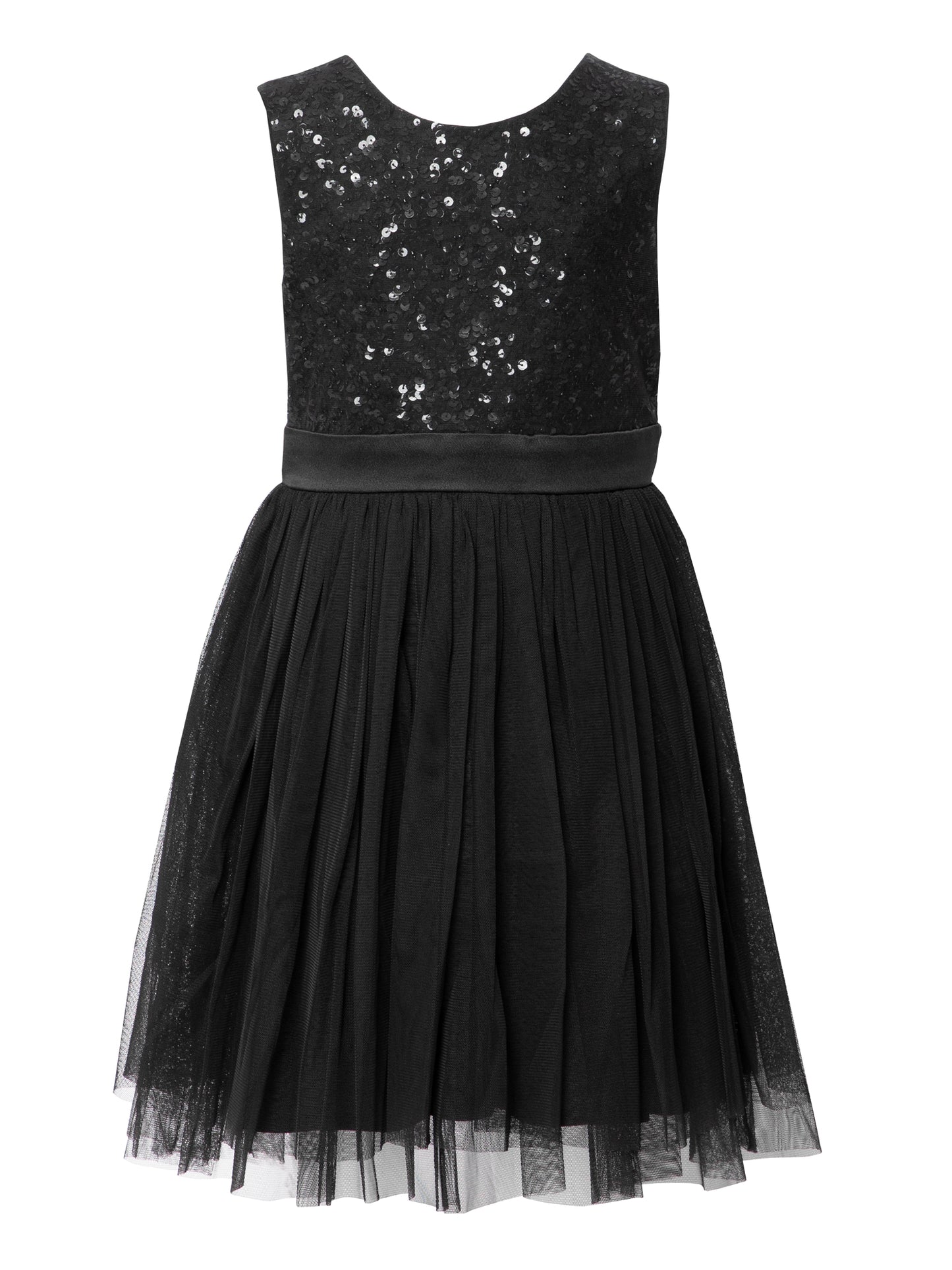 Mini Maya Black Delicate Sequin Midi Dress With Bow