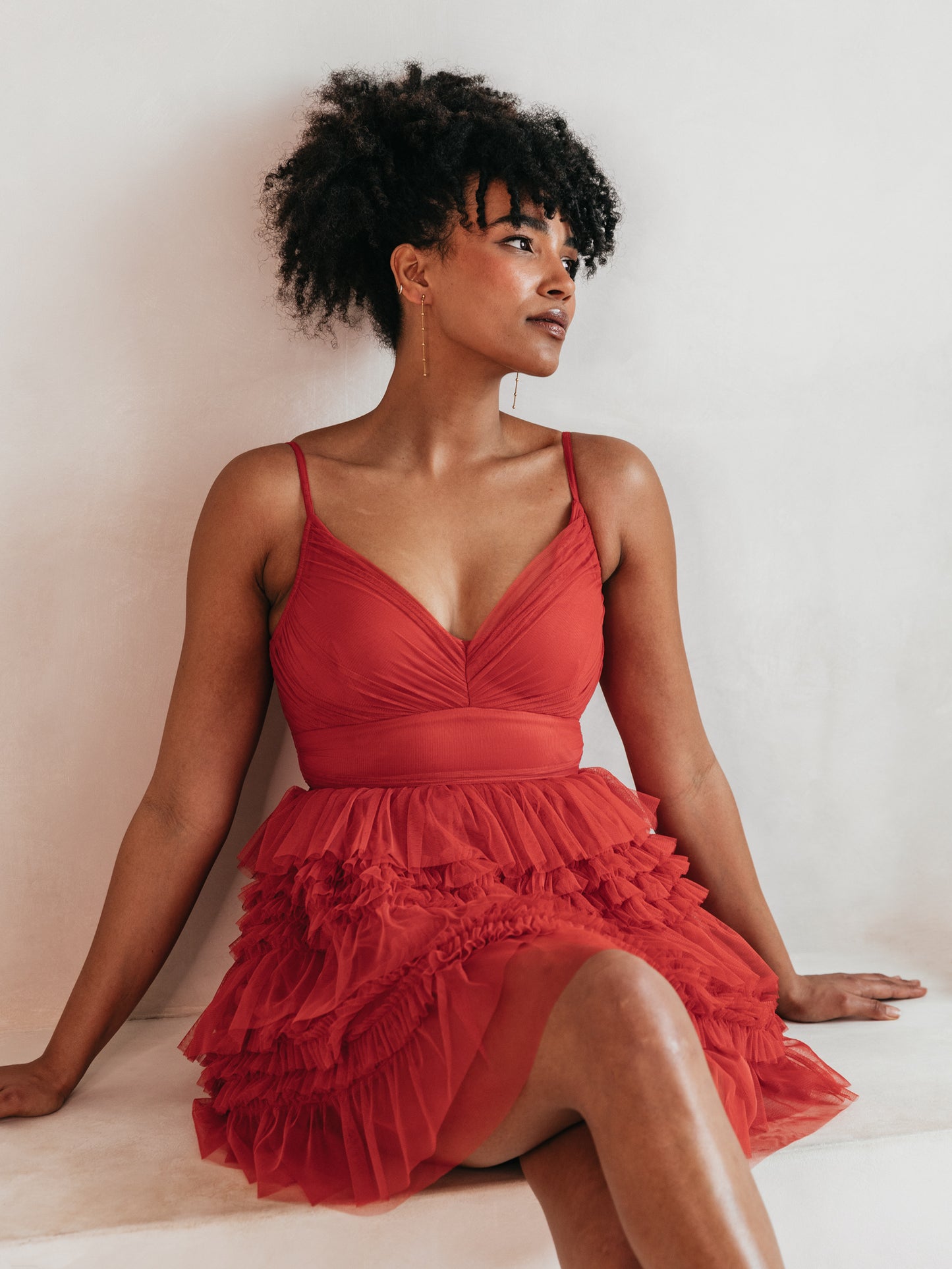 Anaya With Love Recycled Red Ruffle Cami Mini Dress