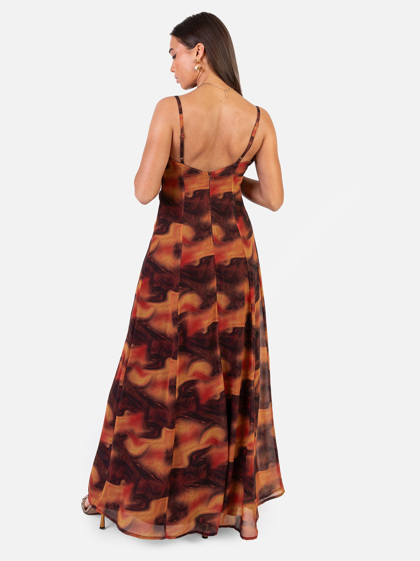 Anaya With Love Recycled Fire Marble Print Cami Shift Maxi Dress
