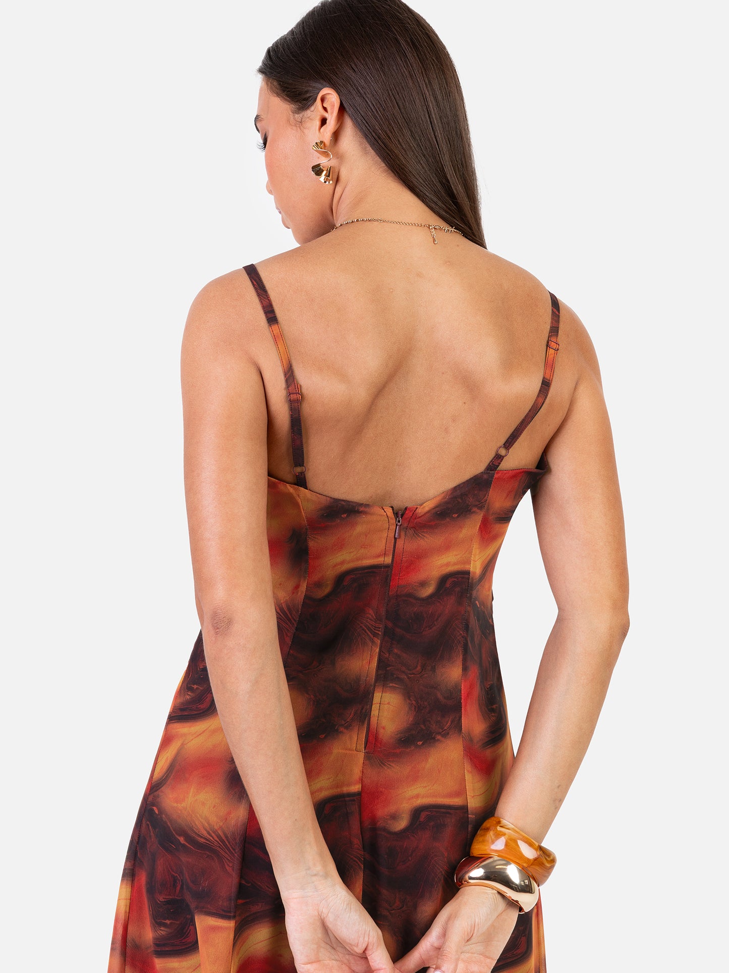 Anaya With Love Recycled Fire Marble Print Cami Shift Maxi Dress