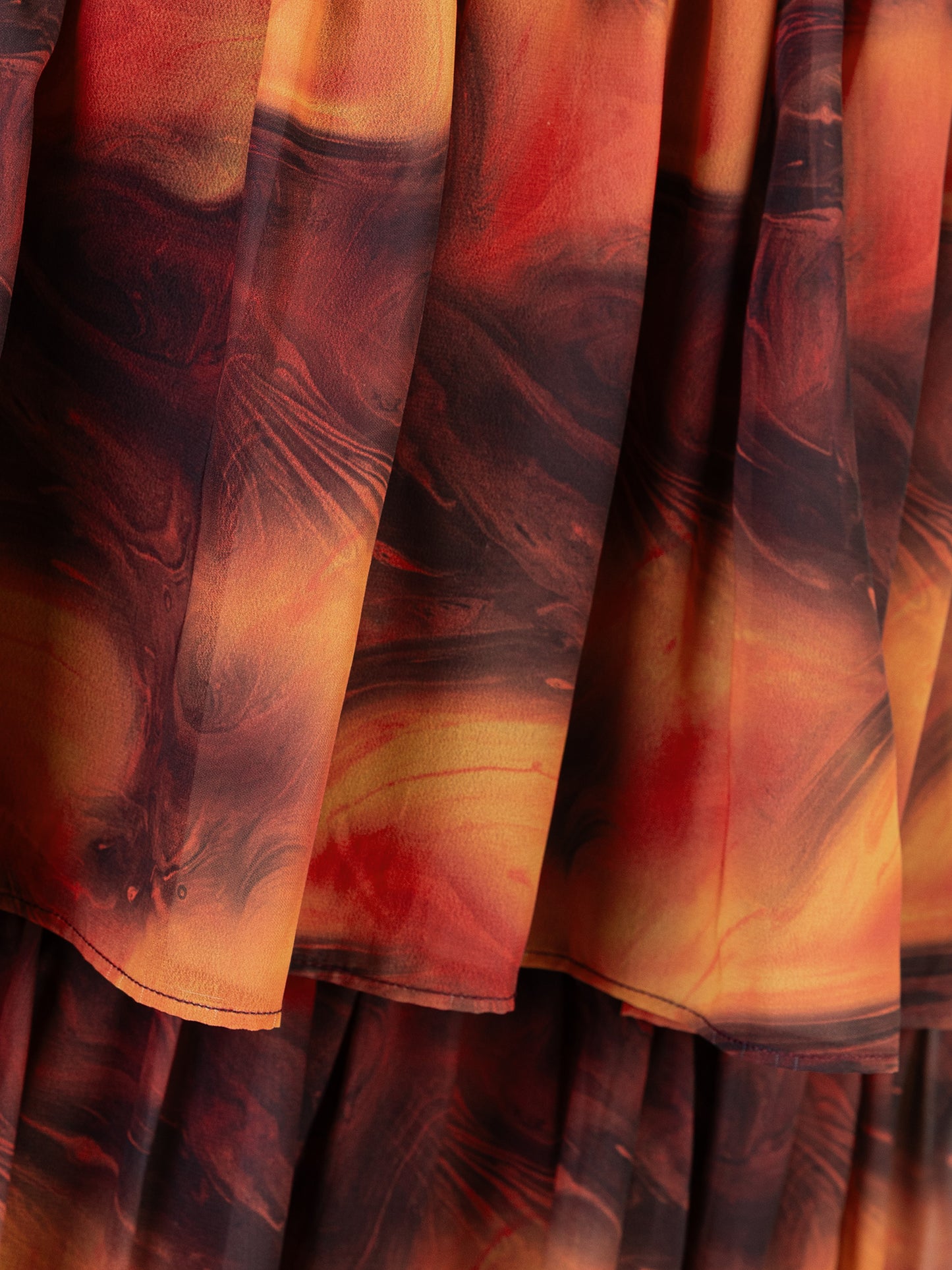 Anaya With Love Recycled Fire Marble Print Halter Neck Tiered Swing Mini Dress