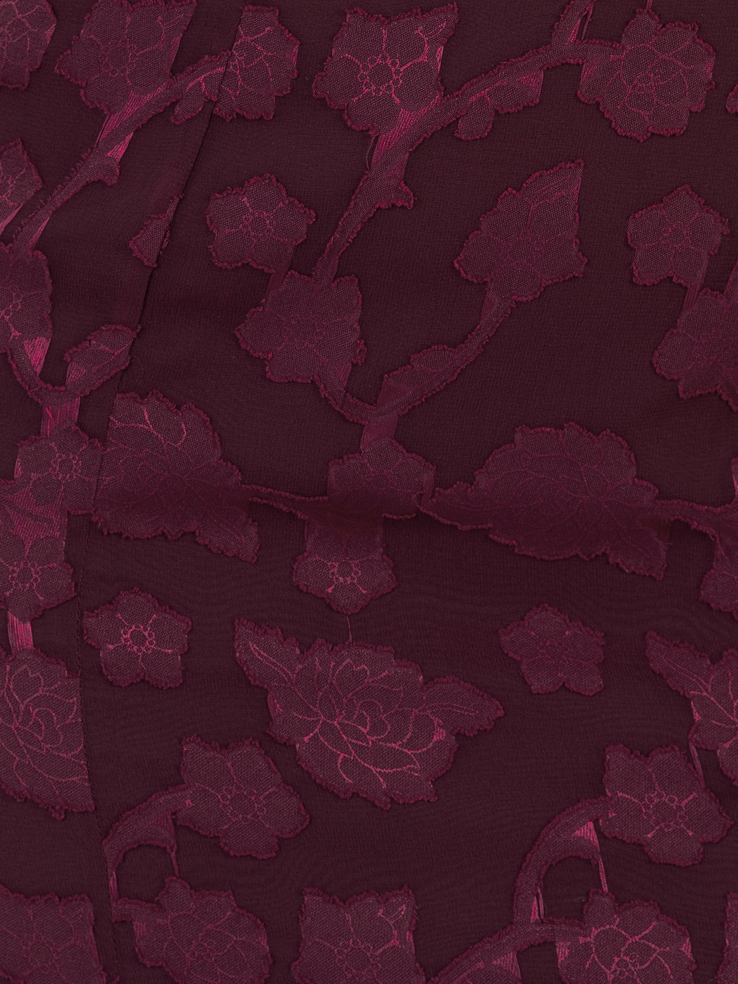 Anaya With Love Recycled Maroon Floral Burnout Maxi Dress with Ruffle Detail