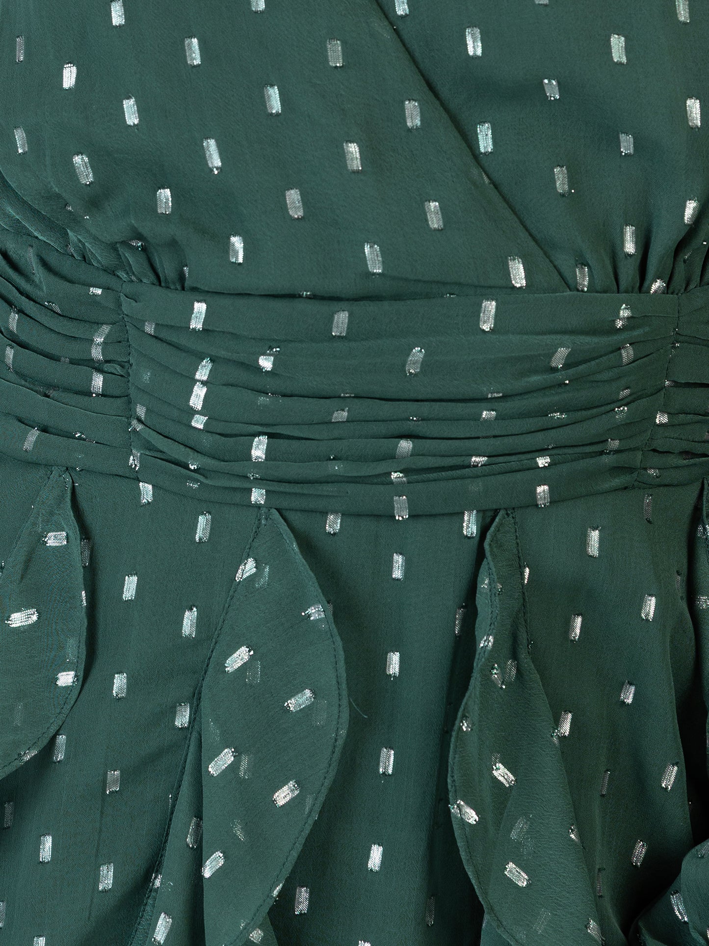 Anaya With Love Recycled Green Foil Chiffon Ruffle Mini Dress