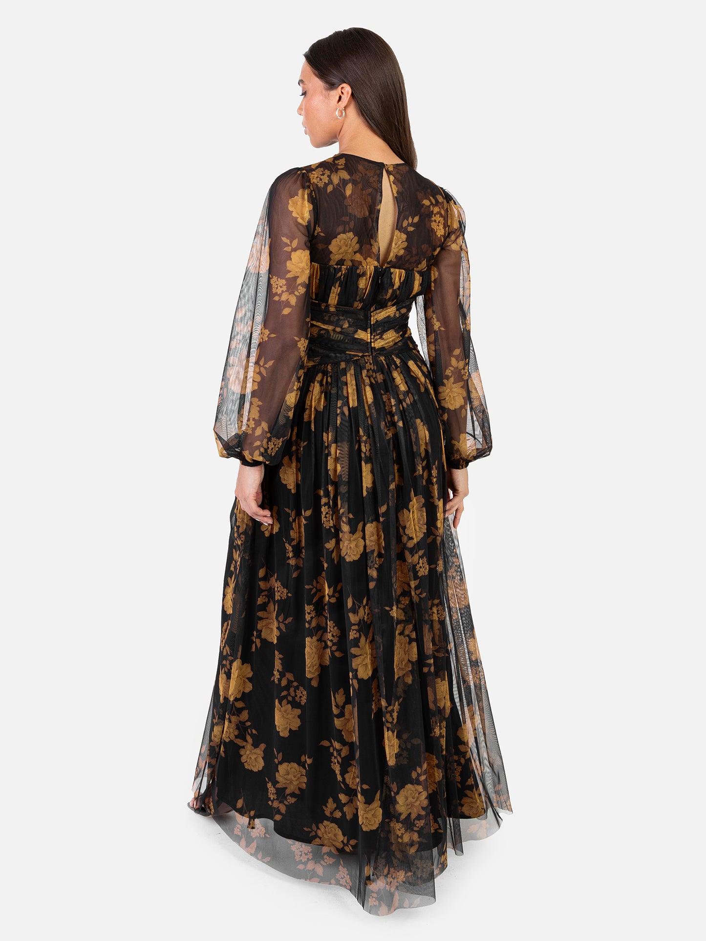 Anaya With Love Recycled Floral Long Sleeve & Gathered Waist Maxi Dress