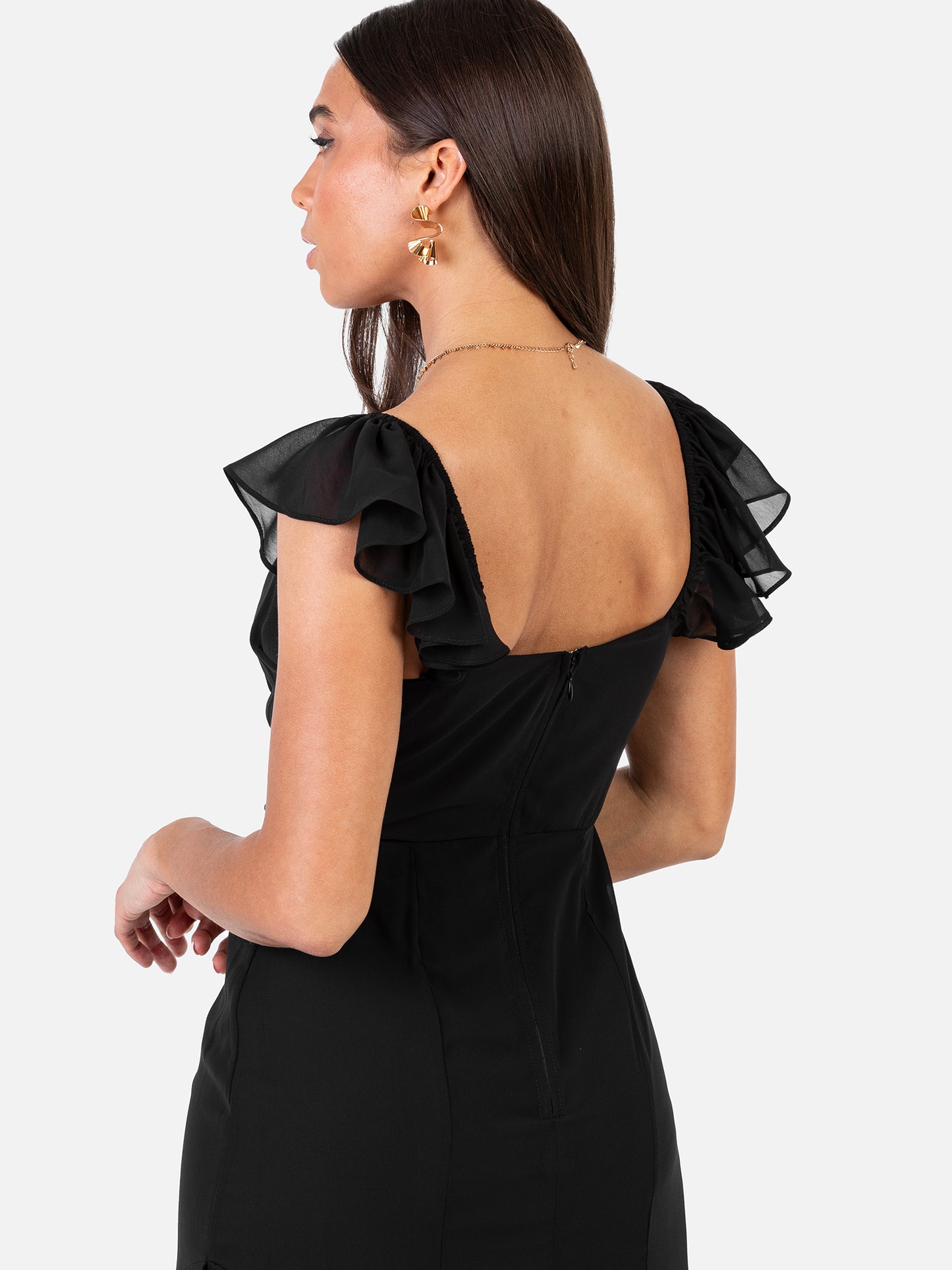 Anaya With Love Recycled Black Ruffle Maxi Dress