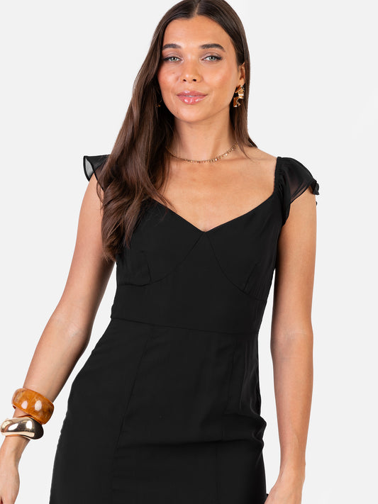 Anaya With Love Recycled Black Ruffle Maxi Dress