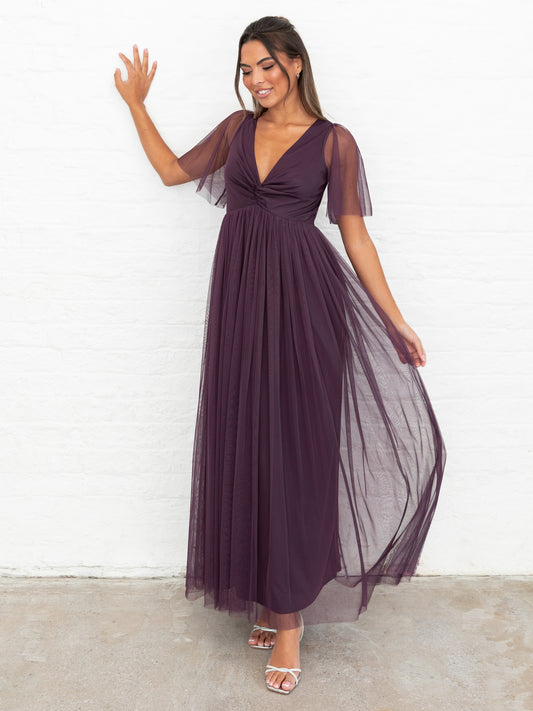 Anaya With Love Recycled Fig Twist Detail Maxi Dress