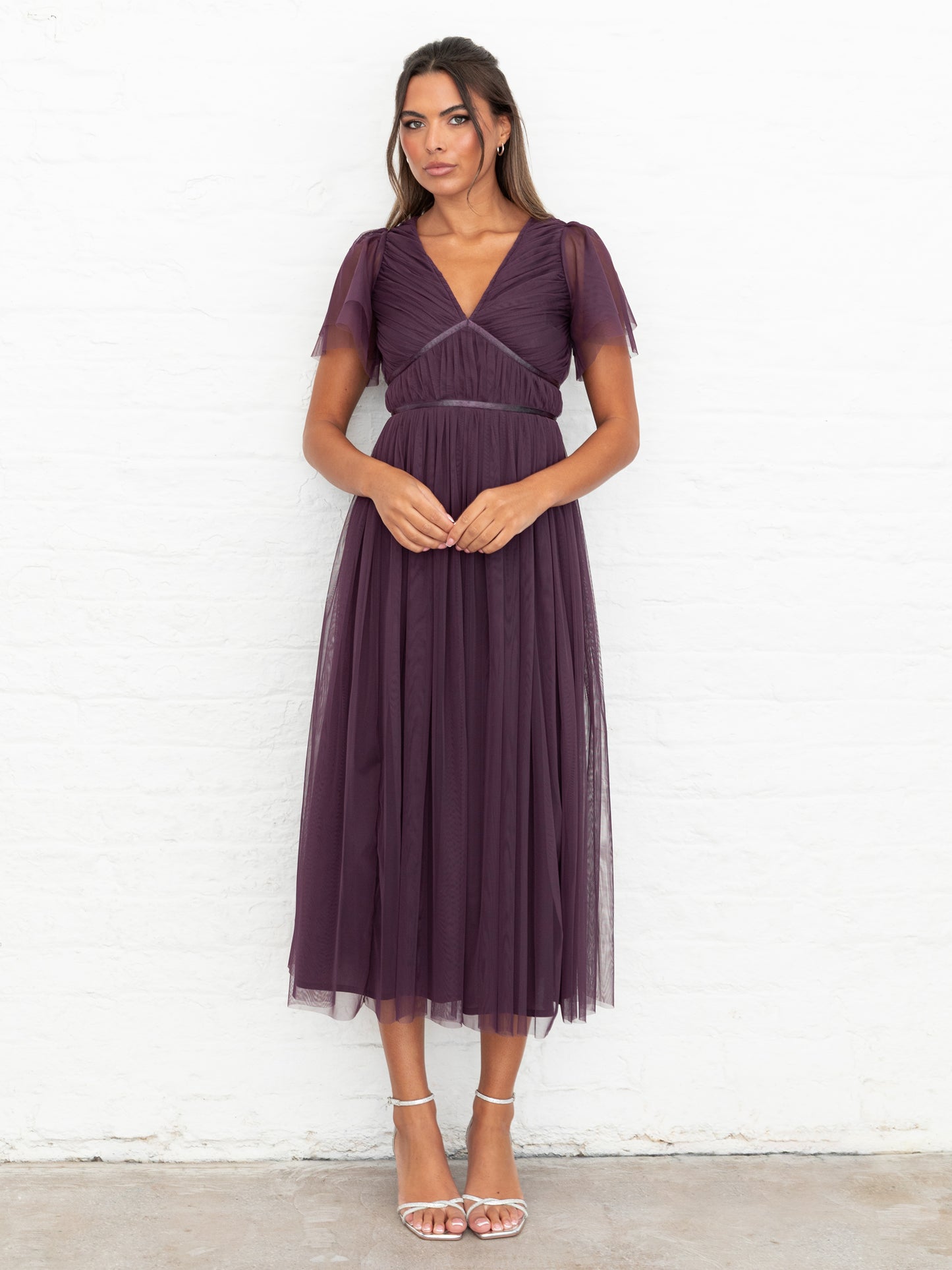 Anaya With Love Recycled Fig Ribbon Detail Midi Dress