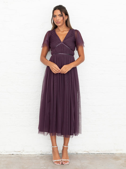 Anaya With Love Recycled Fig Ribbon Detail Midi Dress