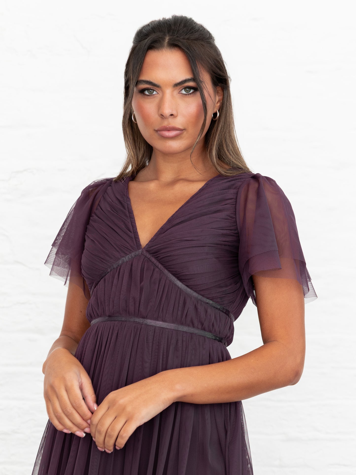 Anaya With Love Recycled Fig Ribbon Detail Midi Dress