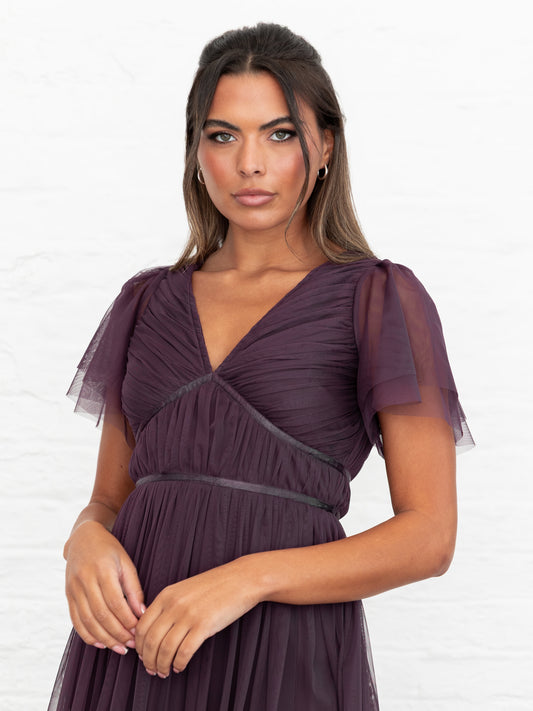 Anaya With Love Recycled Fig Ribbon Detail Midi Dress