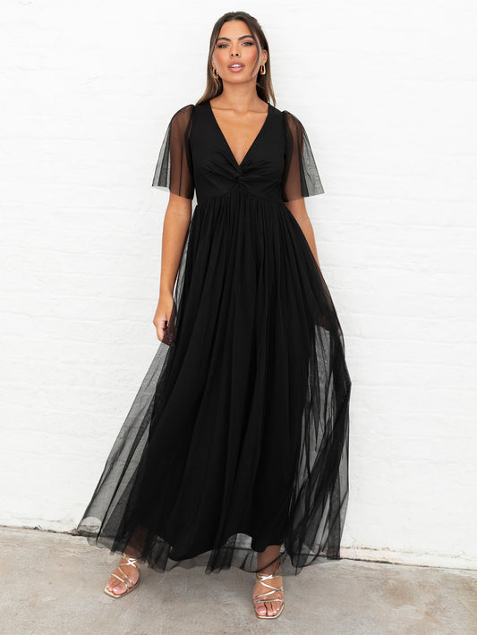 Anaya With Love Recycled Black Twist Detail Maxi Dress