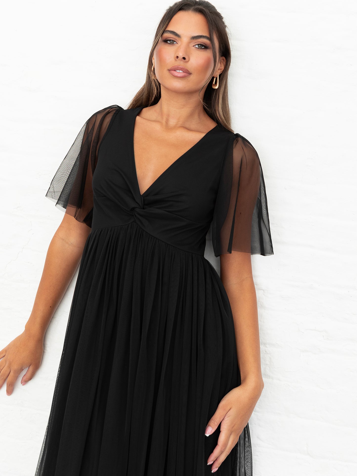 Anaya With Love Recycled Black Twist Detail Maxi Dress
