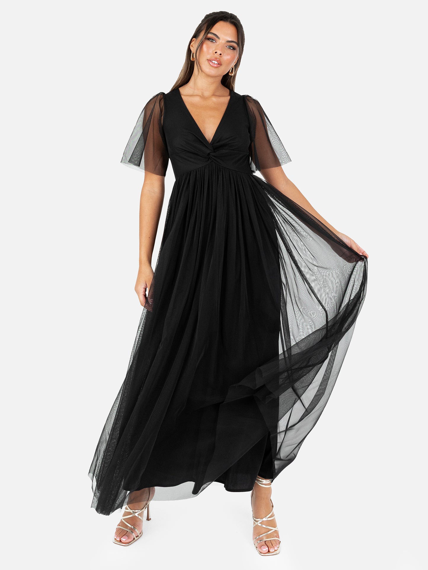 Anaya With Love Recycled Black Twist Detail Maxi Dress