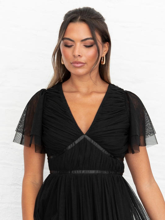 Anaya With Love Recycled Black Ribbon Detail Midi Dress
