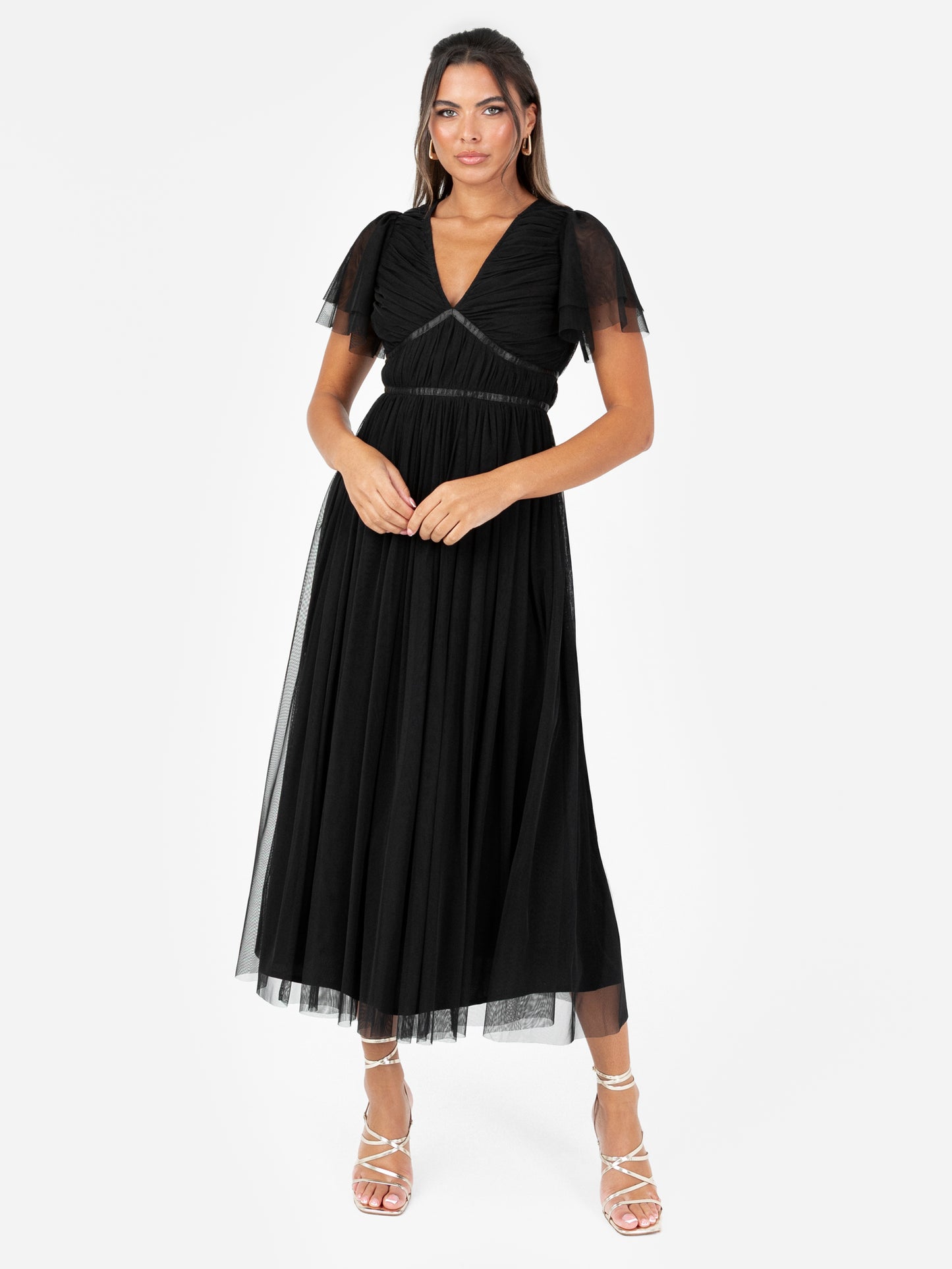 Anaya With Love Recycled Black Ribbon Detail Midi Dress