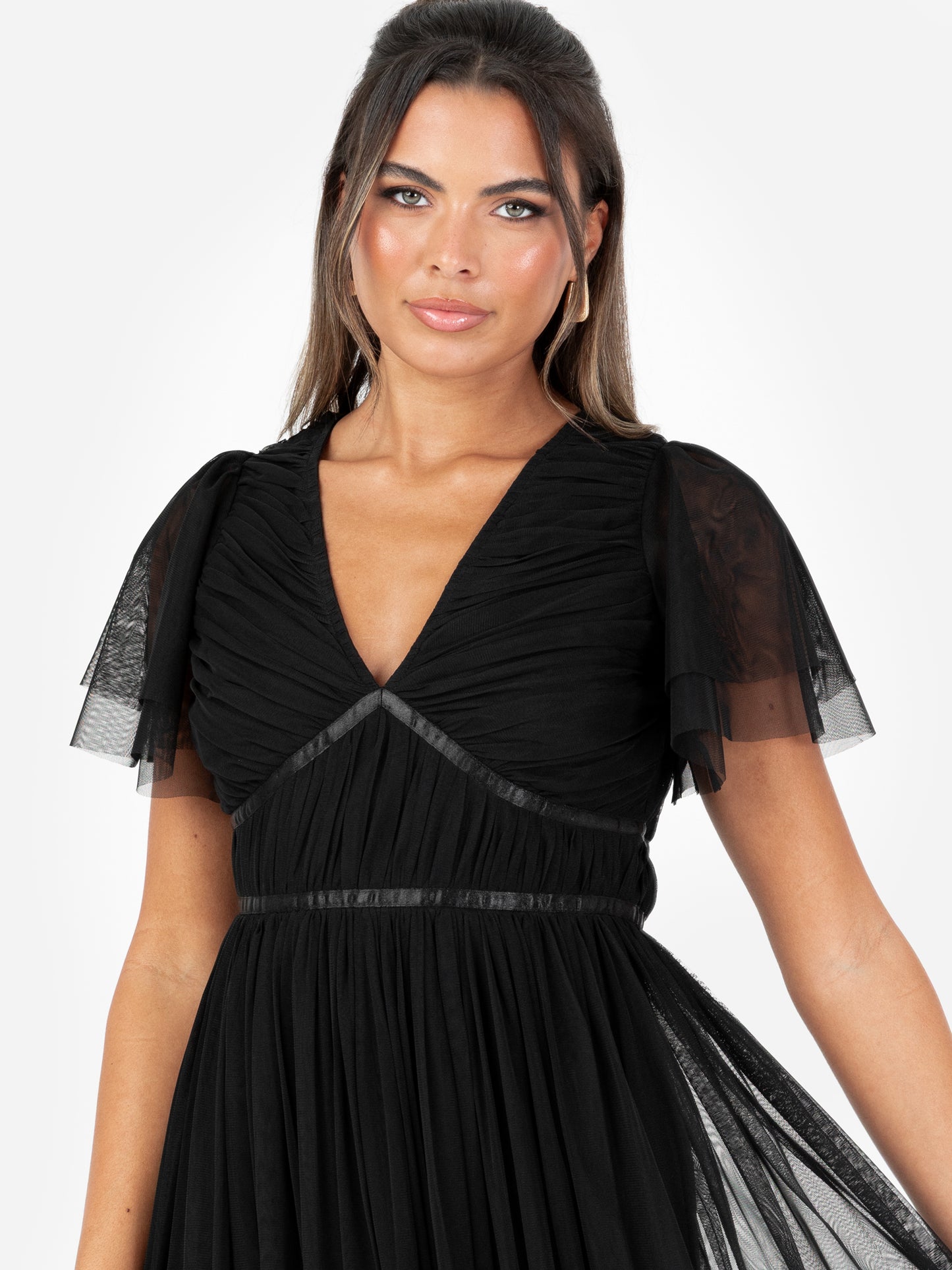 Anaya With Love Recycled Black Ribbon Detail Midi Dress