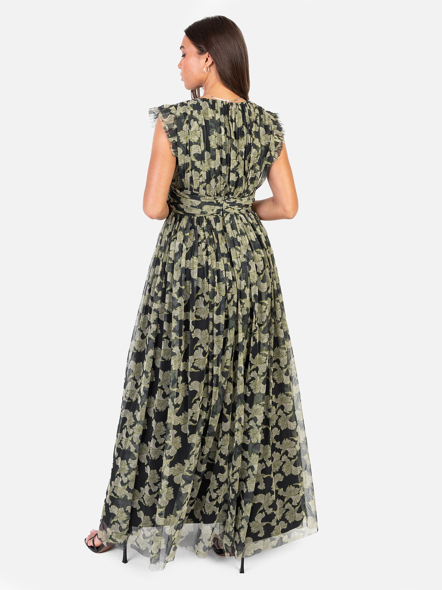 Anaya With Love Recycled Floral Flutter Sleeve V Neck Maxi Dress