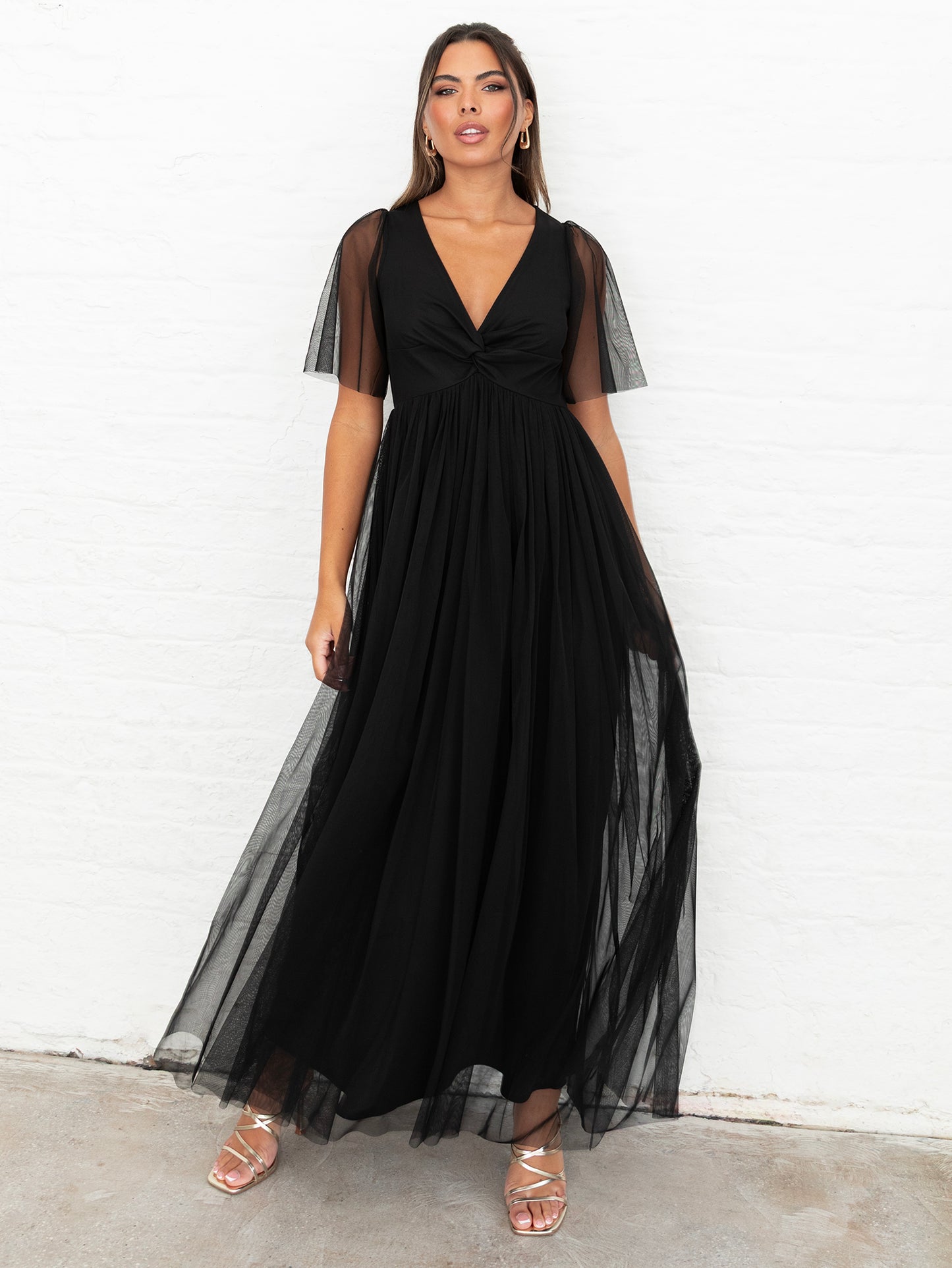 Anaya With Love Recycled Black Twist Detail Maxi Dress