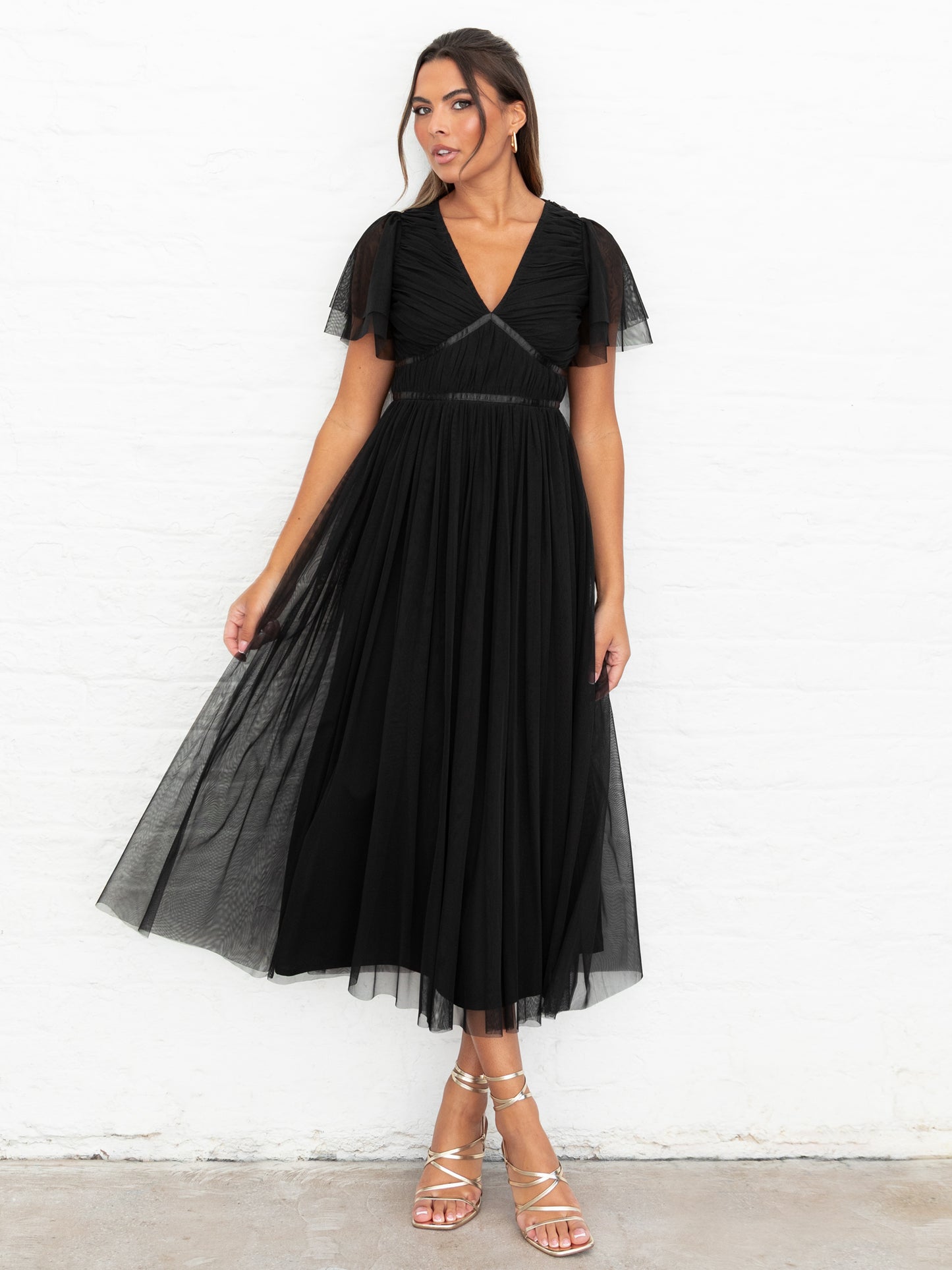 Anaya With Love Recycled Black Ribbon Detail Midi Dress