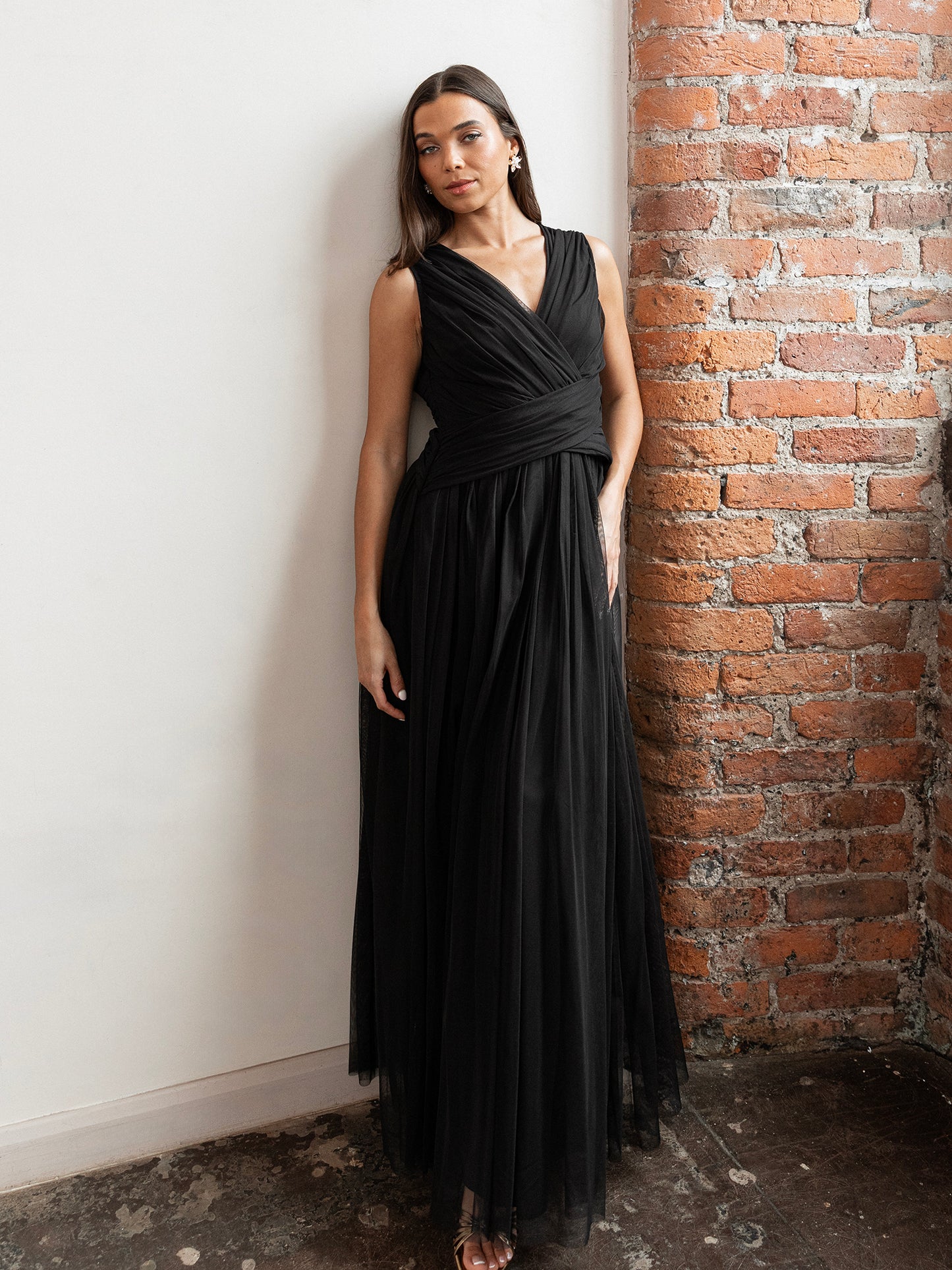 Anaya With Love Recycled Black Sleeveless V Neck Maxi Dress