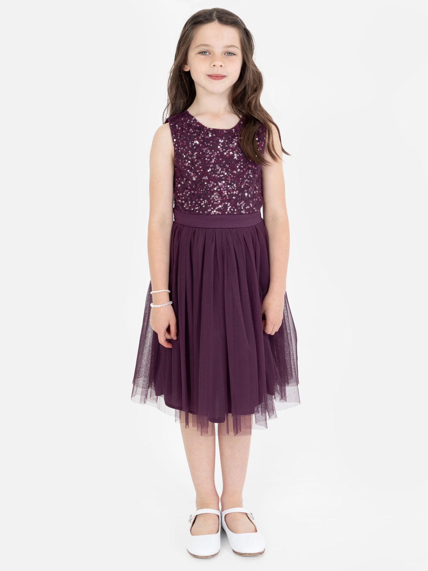Mini Maya Berry Delicate Sequin Midi Dress With Bow