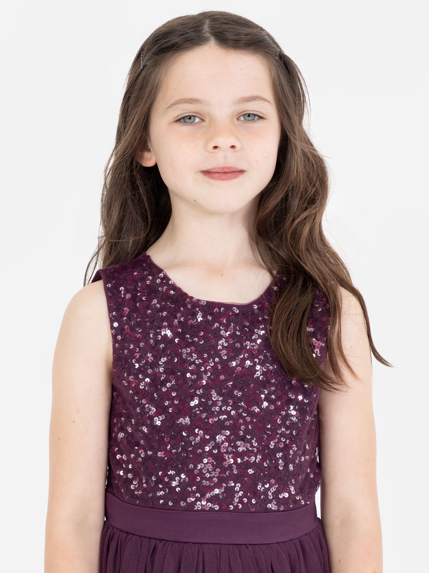 Mini Maya Berry Delicate Sequin Midi Dress With Bow