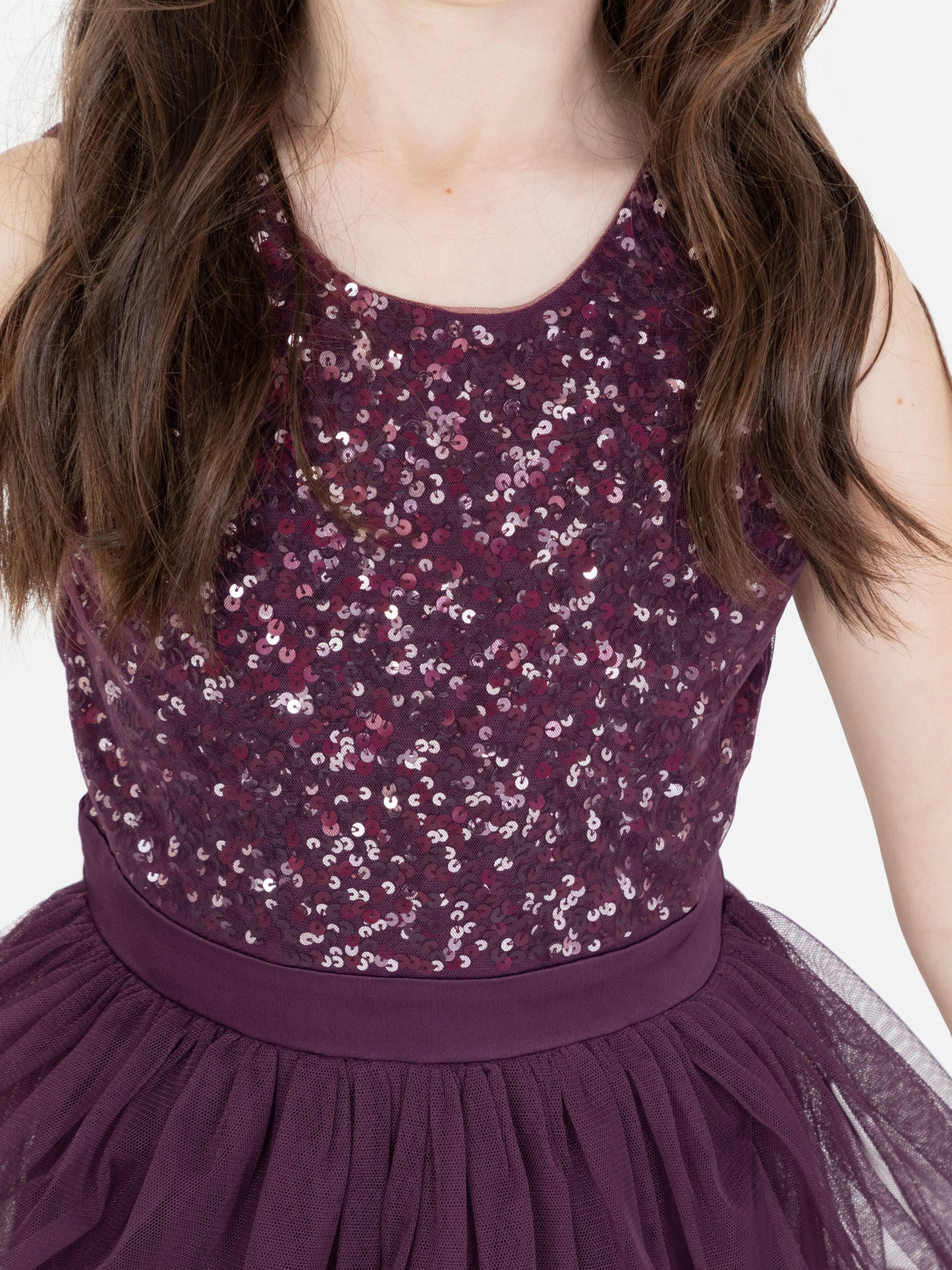 Mini Maya Berry Delicate Sequin Midi Dress With Bow