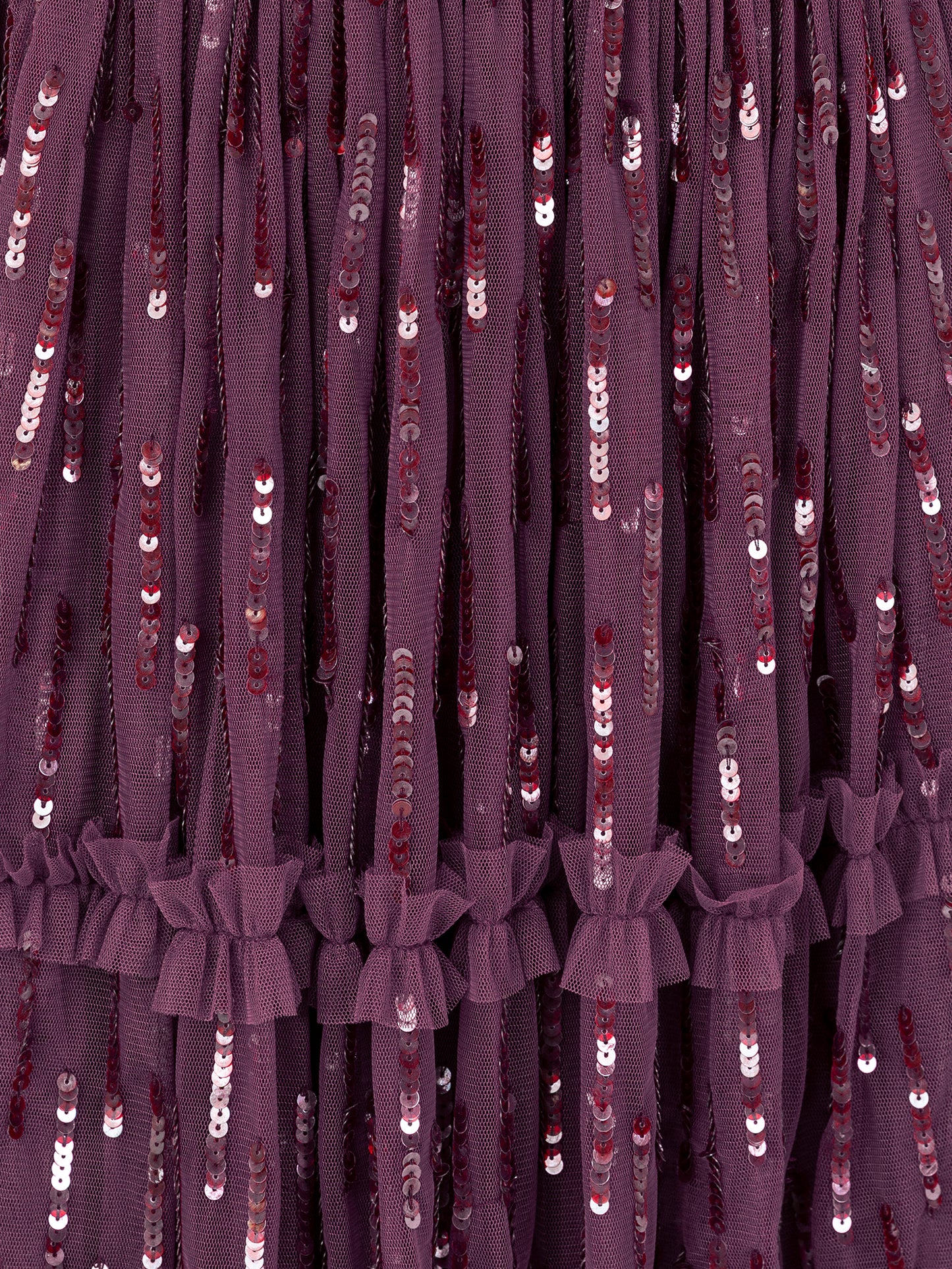 Maya Berry Linear Sequin Bardot Maxi Dress