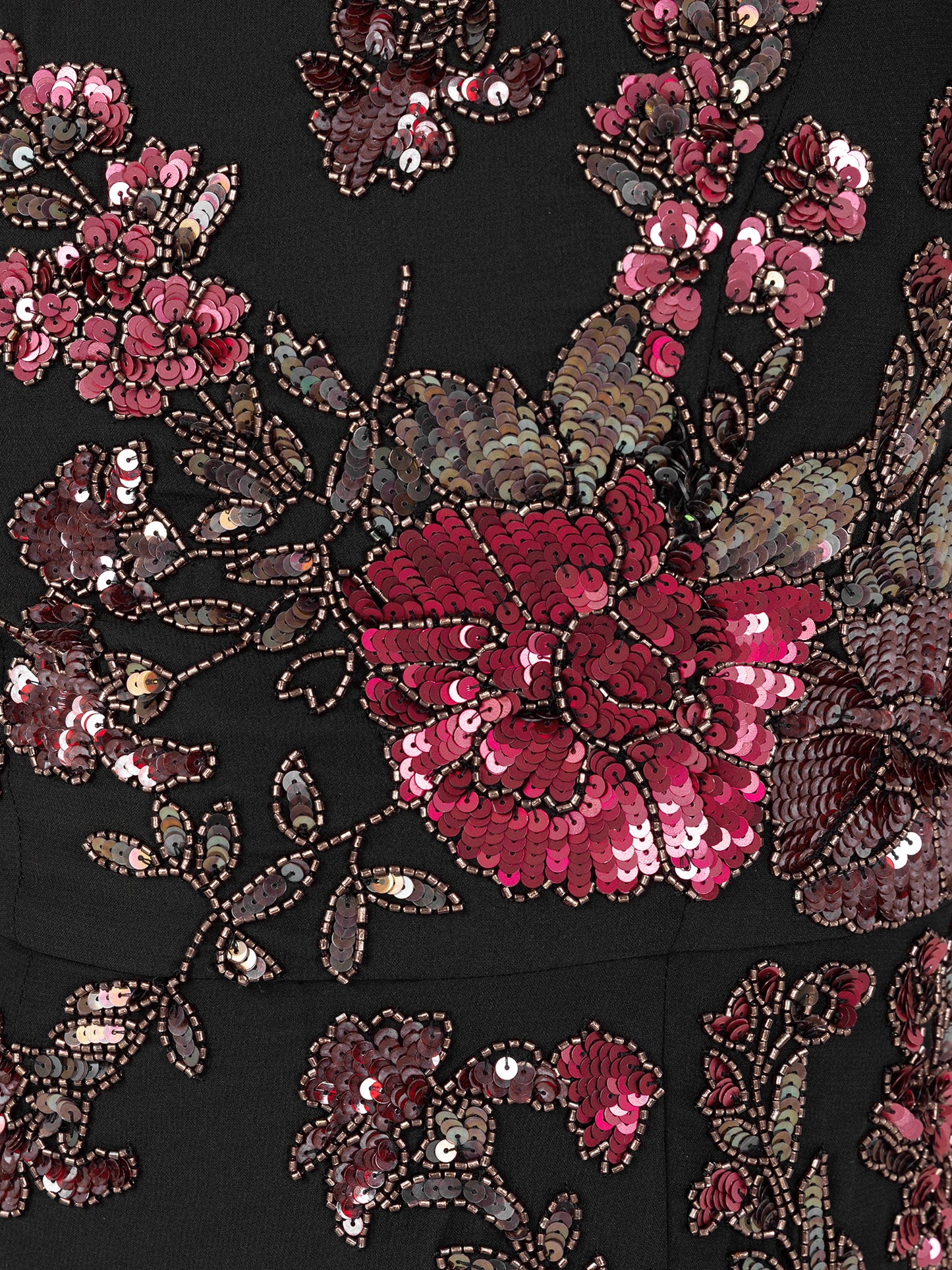 Maya Black Floral Embellished Puff Sleeve & Open Back Maxi Dress