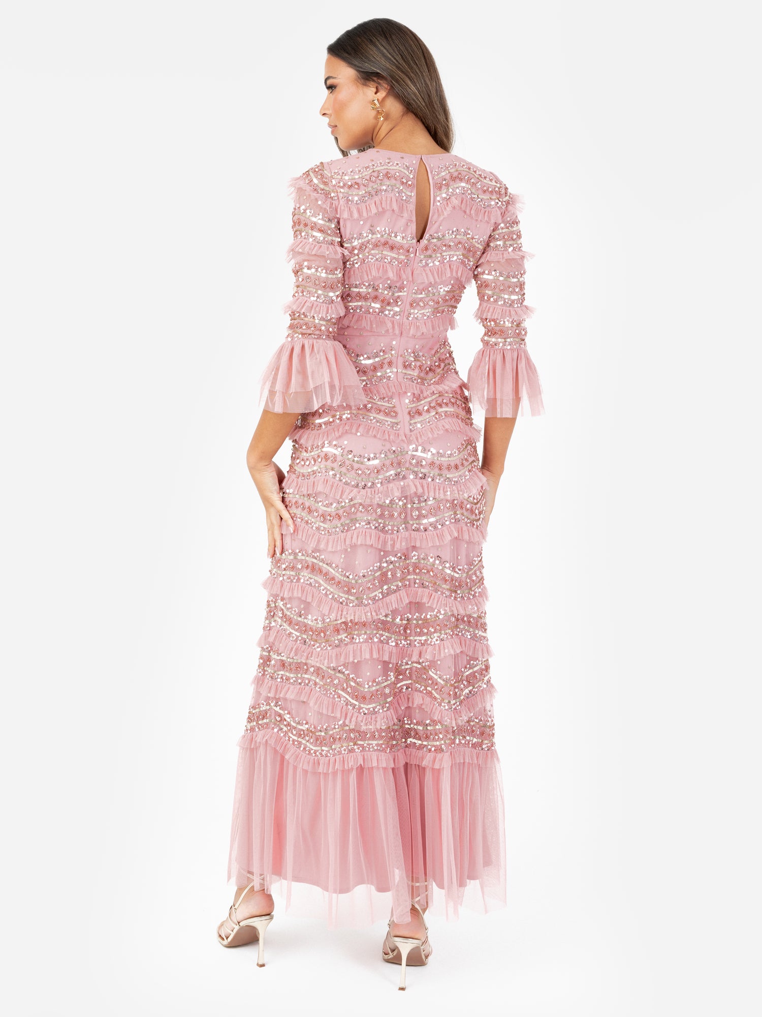 Maya Vintage Rose Embellished 3/4 Bell Sleeve Maxi Dress – Maya Deluxe Maya Vintage Rose Embellished 3/4 Bell Sleeve Maxi Dress – Maya Deluxe