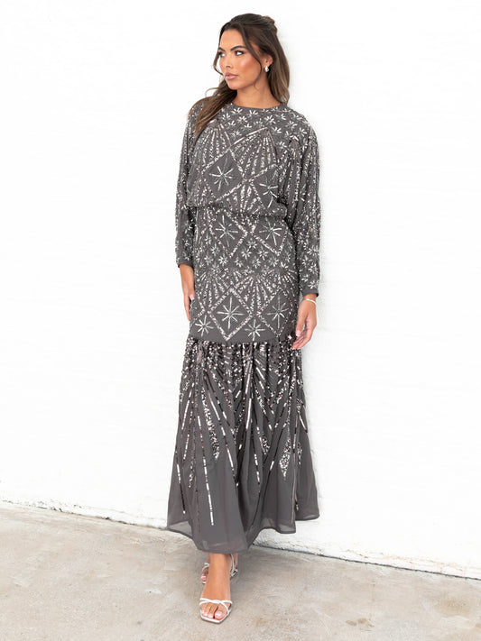 Maya Celestial Embellishment Long Sleeve Maxi Dress