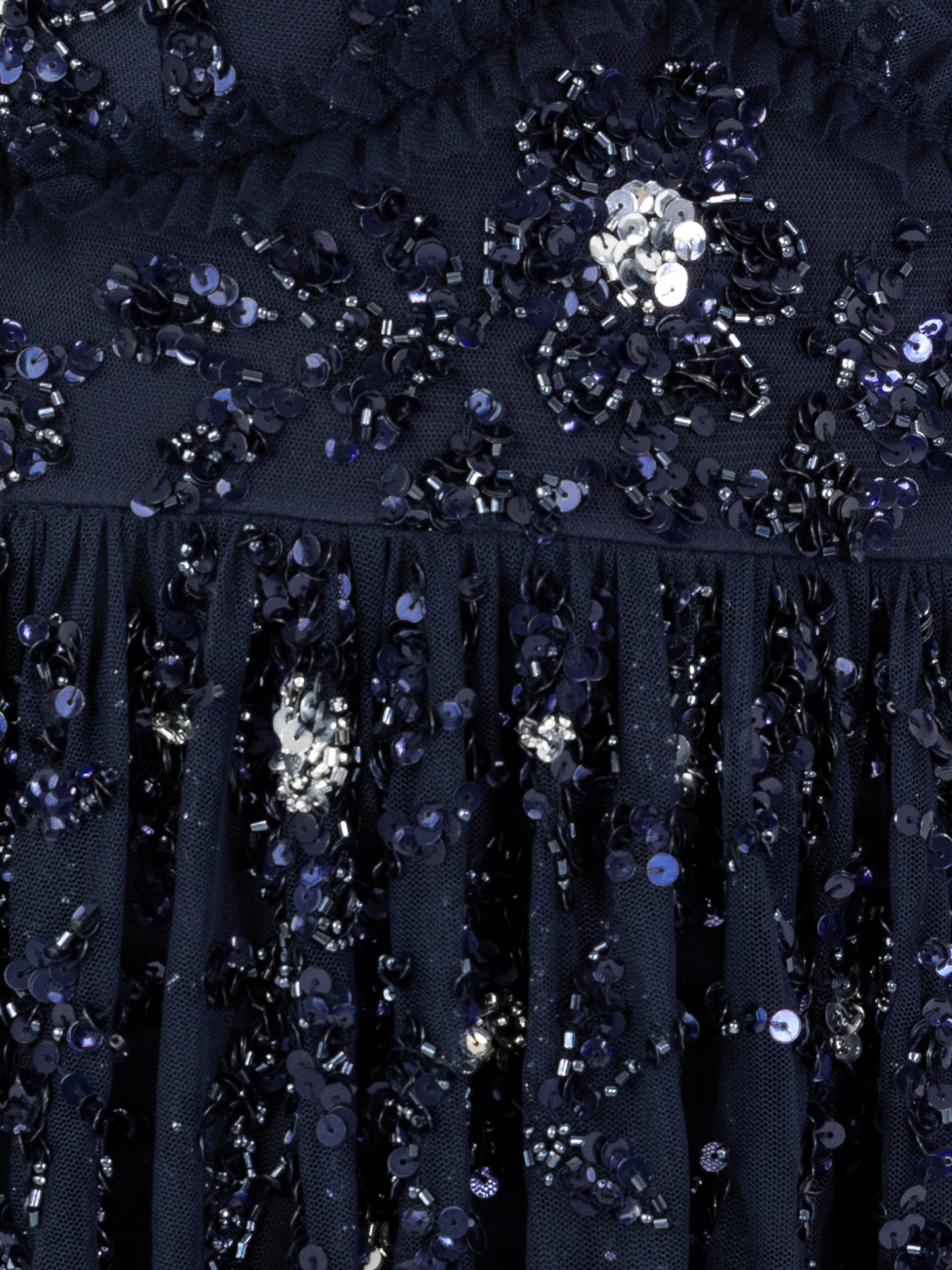 Maya Navy Floral Embellished Sweetheart Neck Maxi Dress