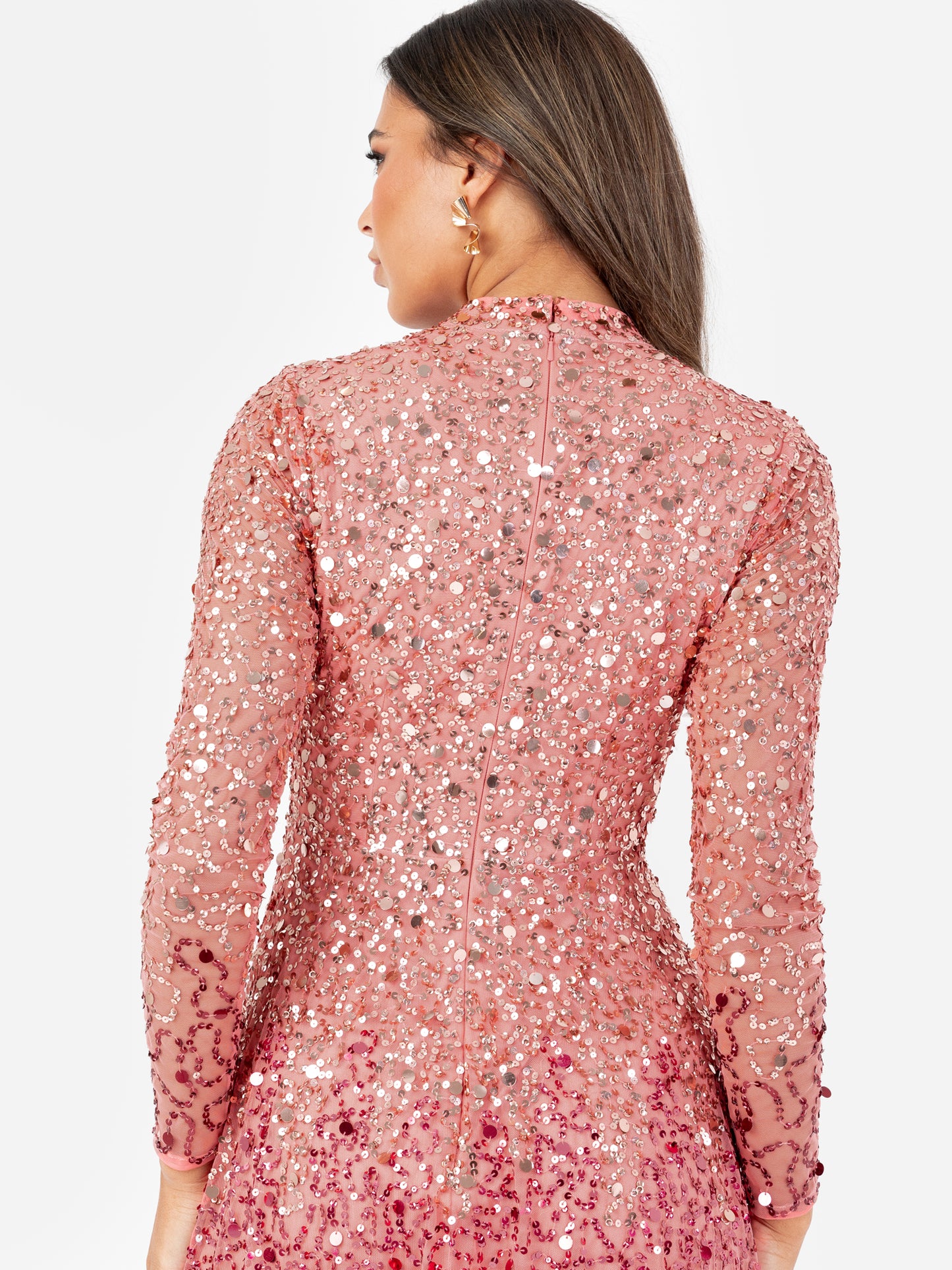 Maya Ombre Embellished High Neck Maxi Dress