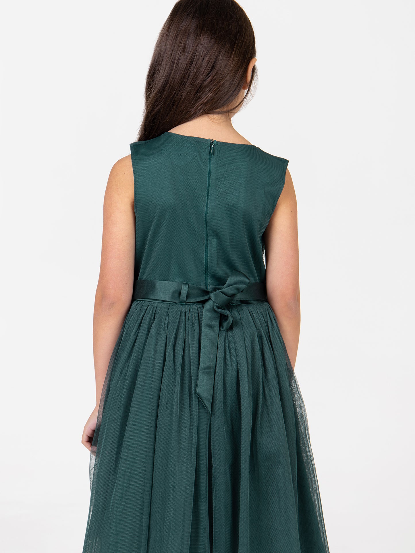 Mini Maya Emerald Green Delicate Sequin Midi Dress With Bow