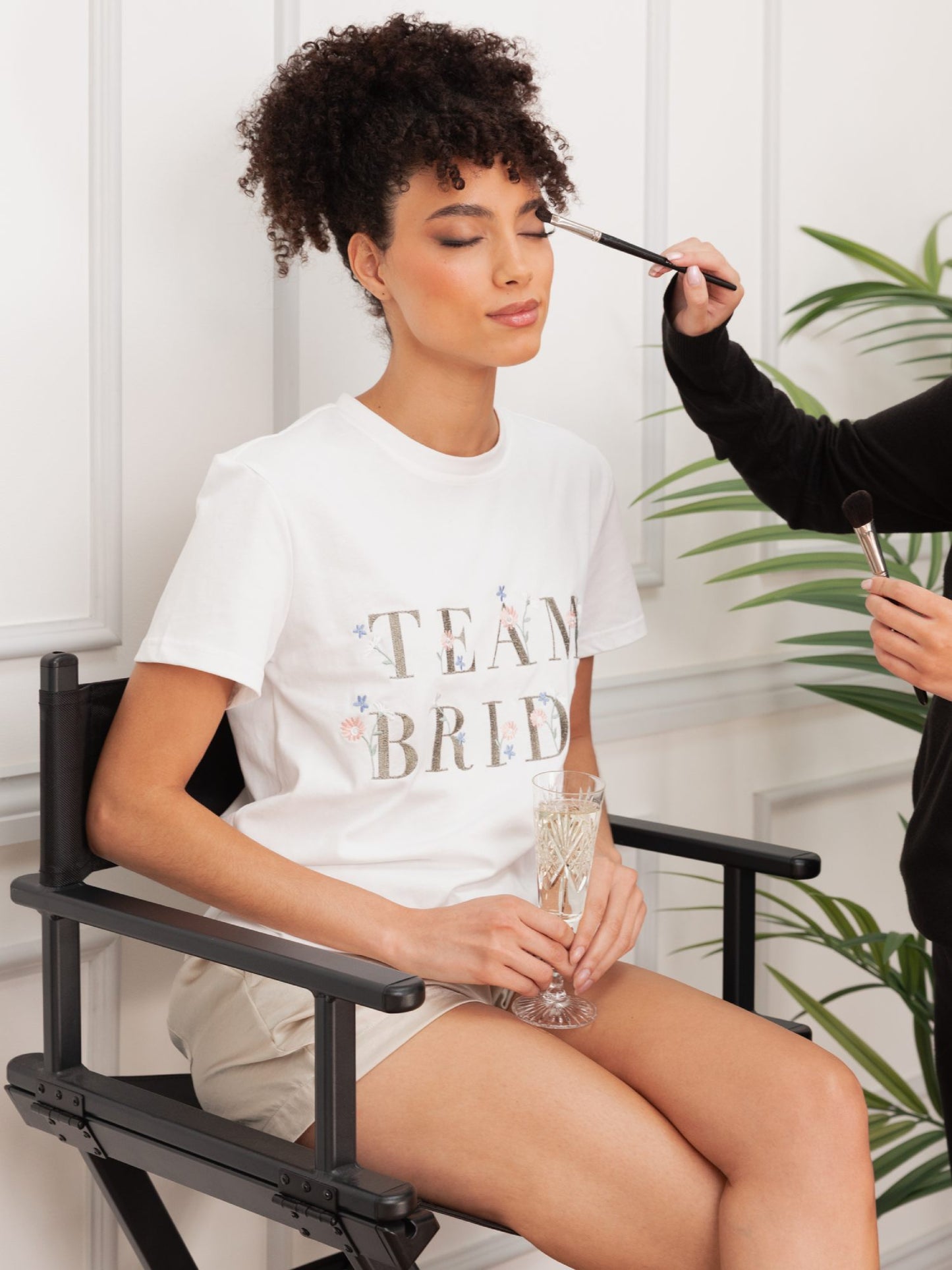 Maya White Embroidered 'Team Bride' T-Shirt