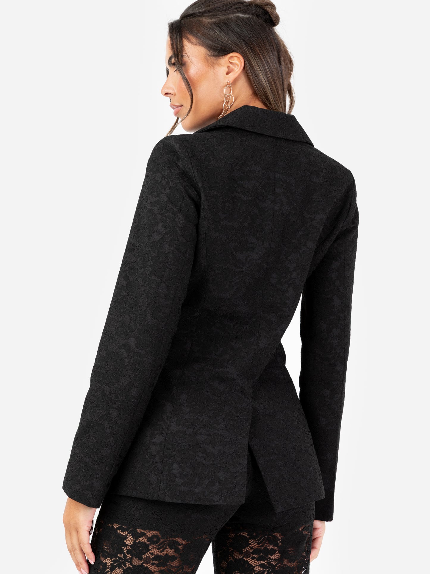 Maya Black Floral Lace Blazer