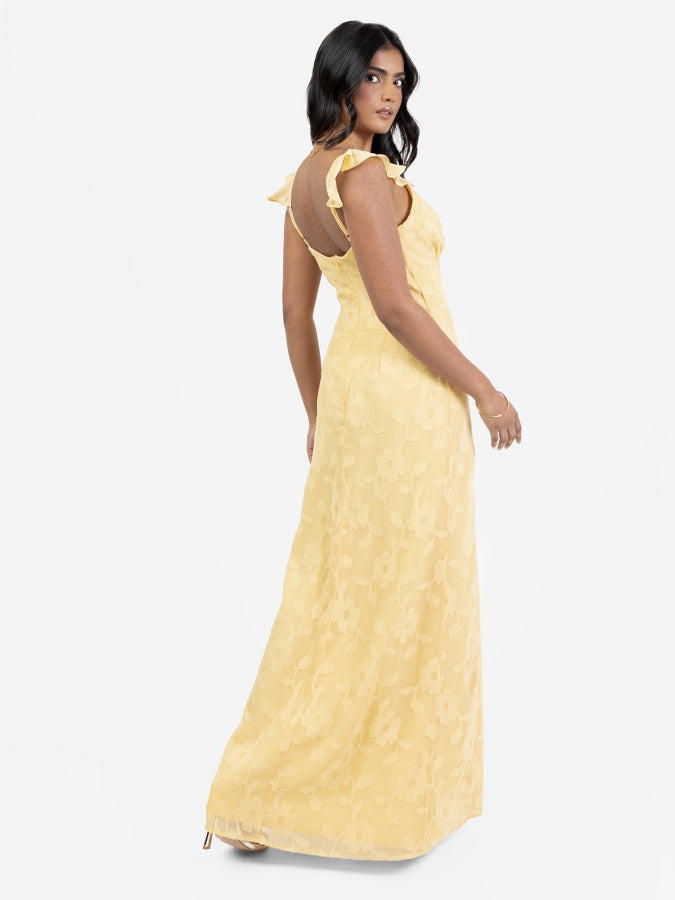 Anaya With Love Yellow Floral Strappy Maxi Dress with Gold Detail