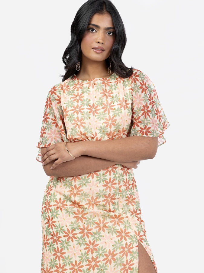 Anaya with Love Recycled Floral Print Open Back Maxi Dress with Split