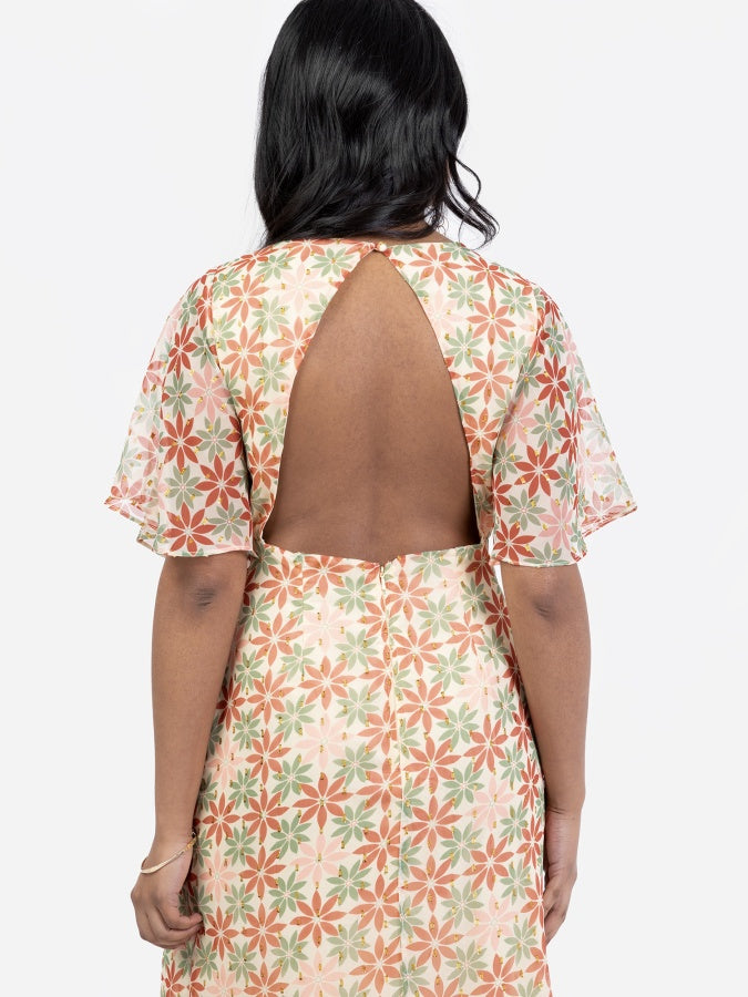 Anaya with Love Recycled Floral Print Open Back Maxi Dress with Split