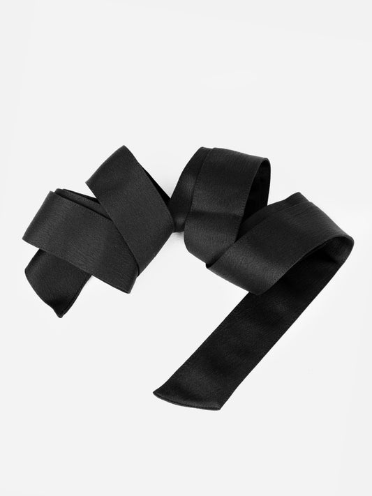 Maya Black Satin Sash Belt