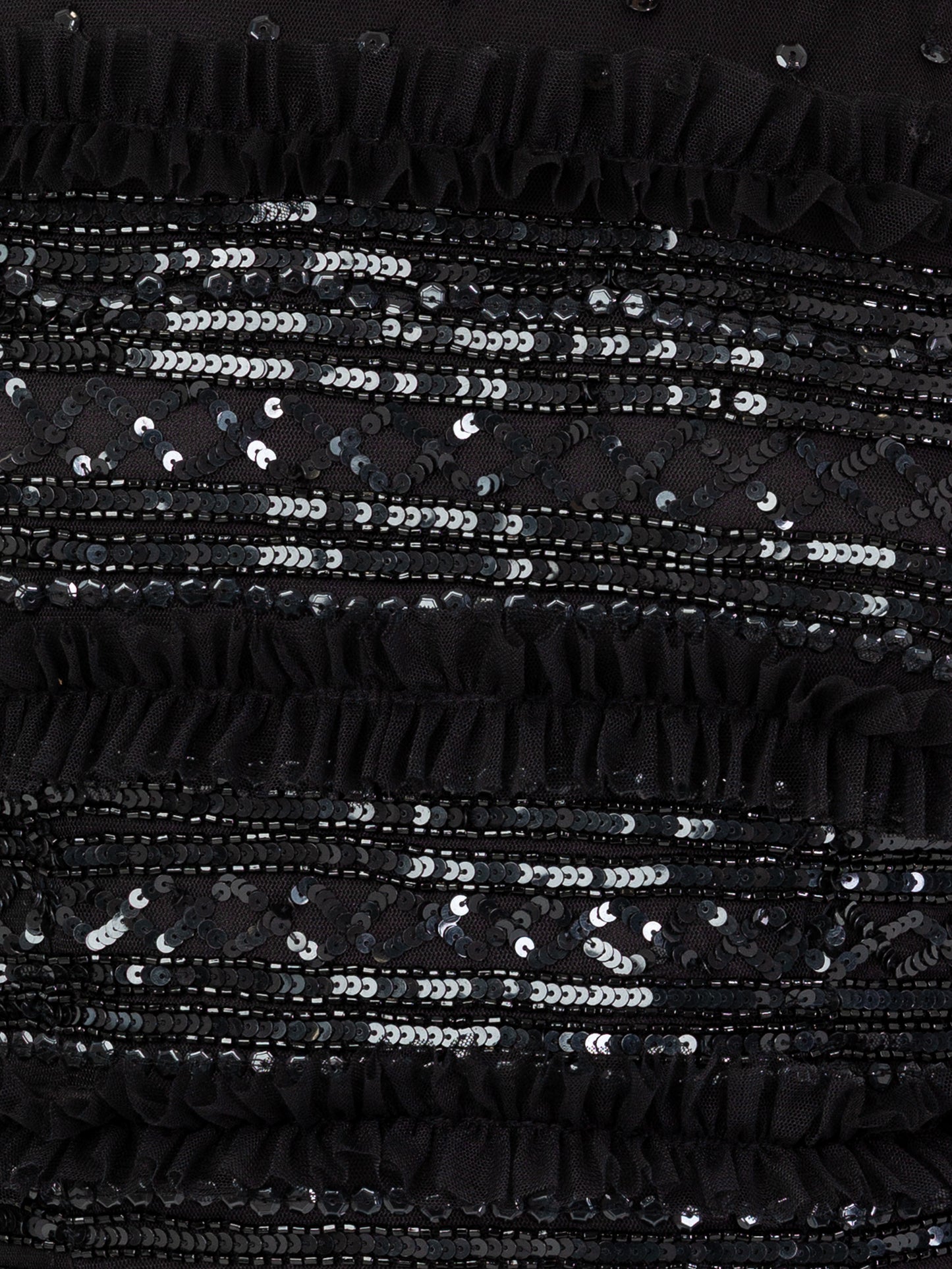 Maya Black Sequin & Frill Long Sleeve Tulle Maxi Dress