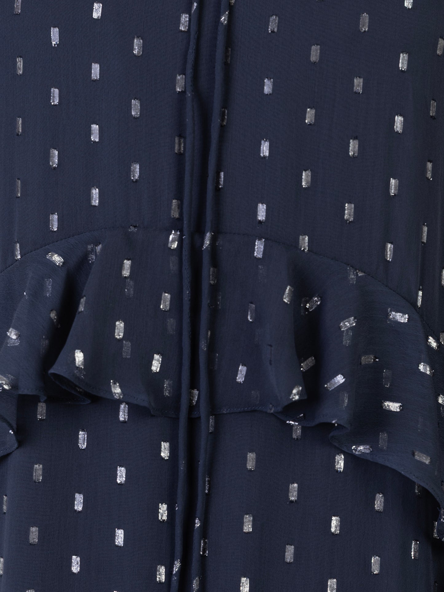 Anaya With Love Recycled Navy Foil Chiffon Ruffled Maxi Dress