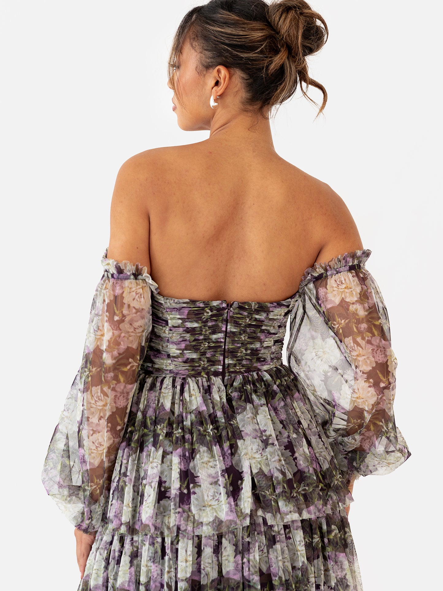 Anaya With Love Floral Long Sleeve Bardot Maxi Dress