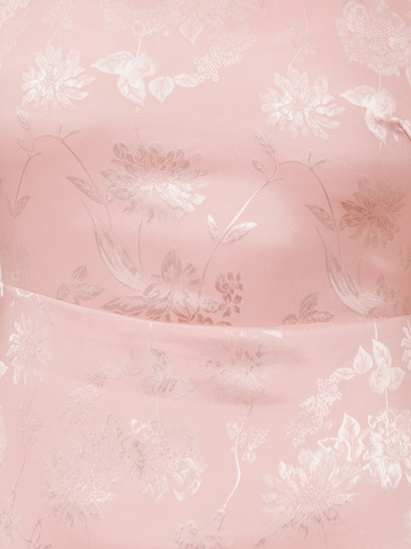 Maya Soft Pink Floral Jacquard Satin Halter Neck Maxi Dress