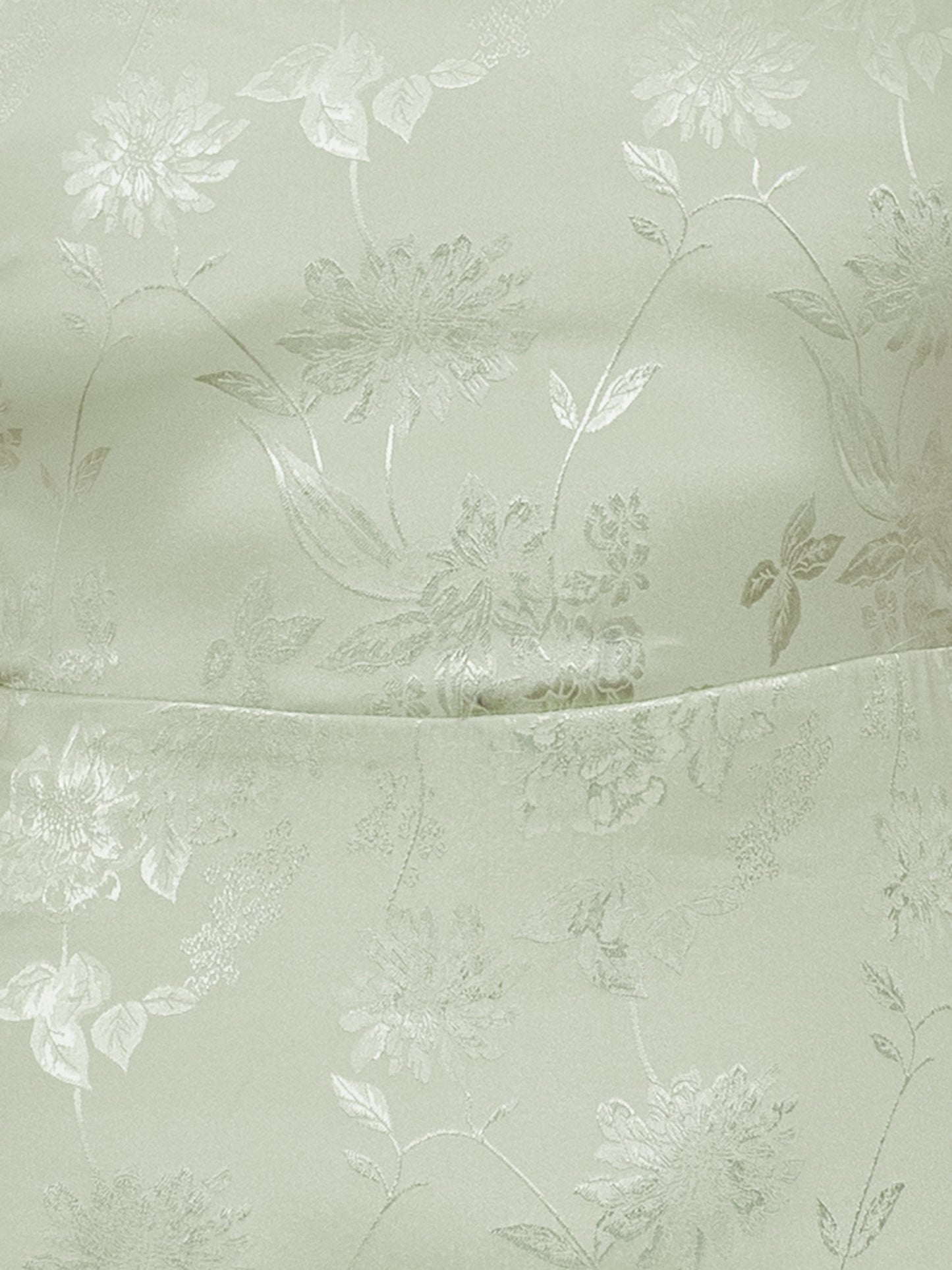 Maya Meadow Green Floral Jacquard Satin Halter Neck Maxi Dress