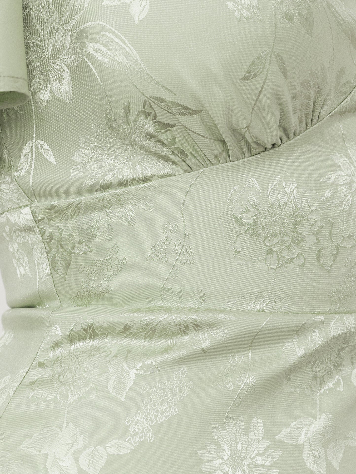 Maya Meadow Green Floral Jacquard Satin Maxi Dress