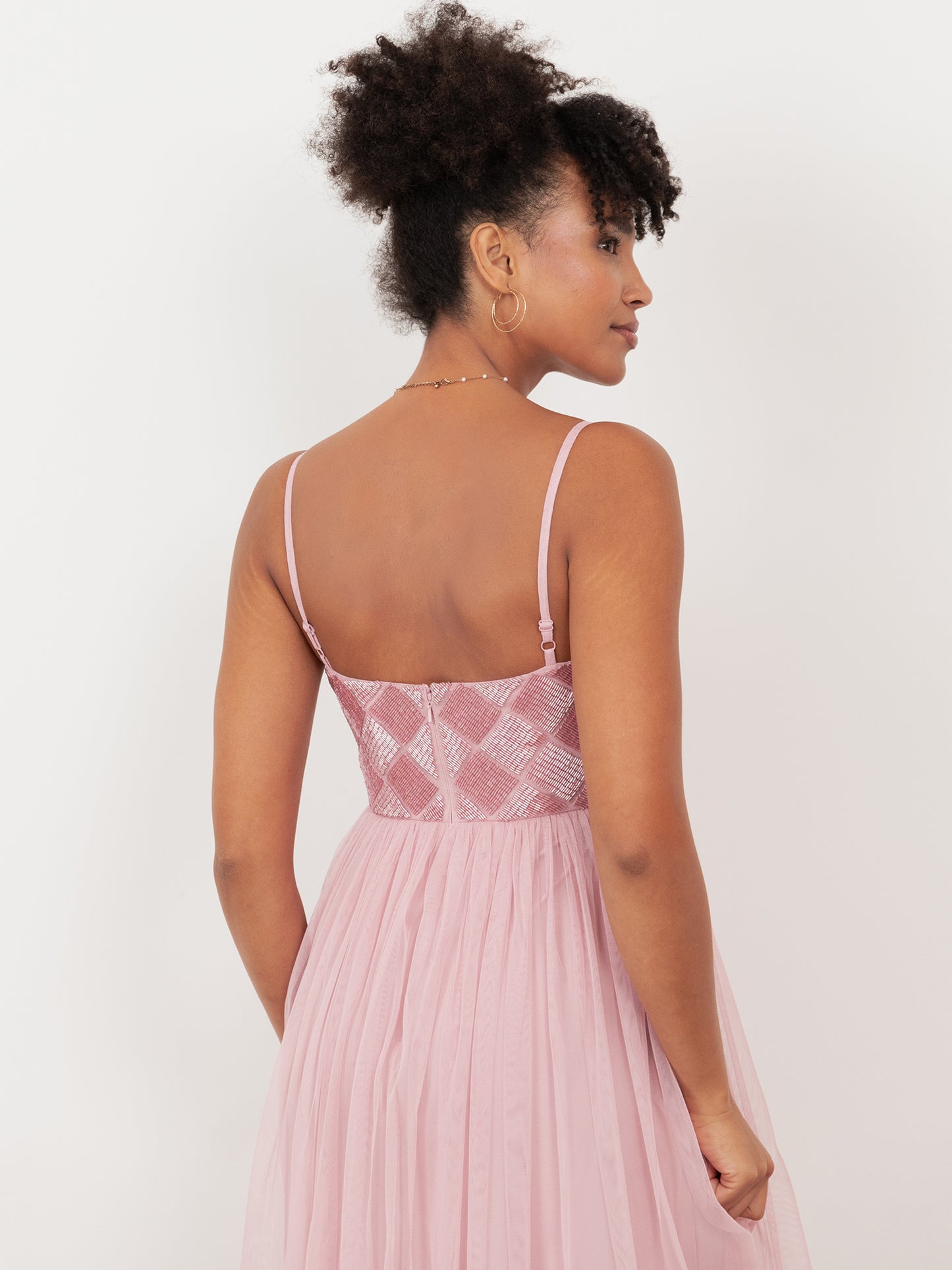 Maya Soft Pink Geometric Embellished Cami Maxi Dress