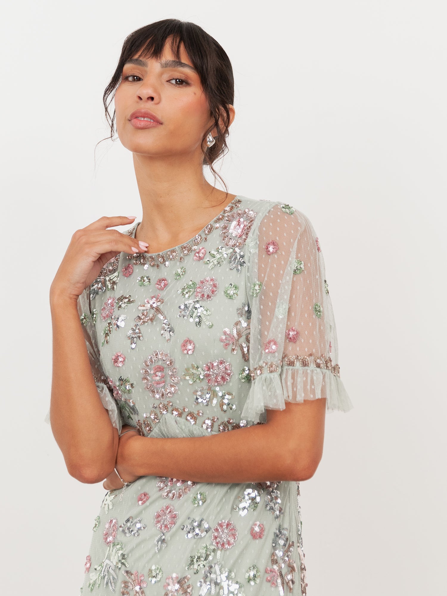maya embellished short sleeve maxi dress Maya Taupe Blush Short Sleeve Stripe Embellished Maxi Dress Maya Deluxe